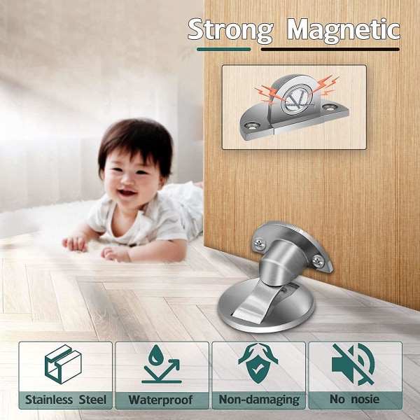 Magnetisk dørstopper i rustfrit stål - Usynlig magnetisk dørstopper - Solid -59*57mm