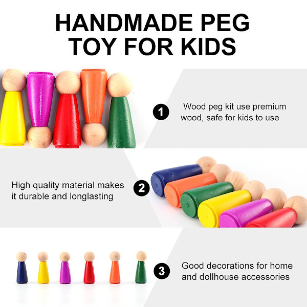 Rayan Toys Kids Peg Kit Toy Little Peg People Blank Peg Dolls Peg Dolls Diy