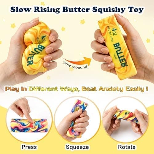 2 st färgglada smör-squishy klämleksaker långsamt stigande stress skrivbordsleksaker paket Rainbow 2pcs