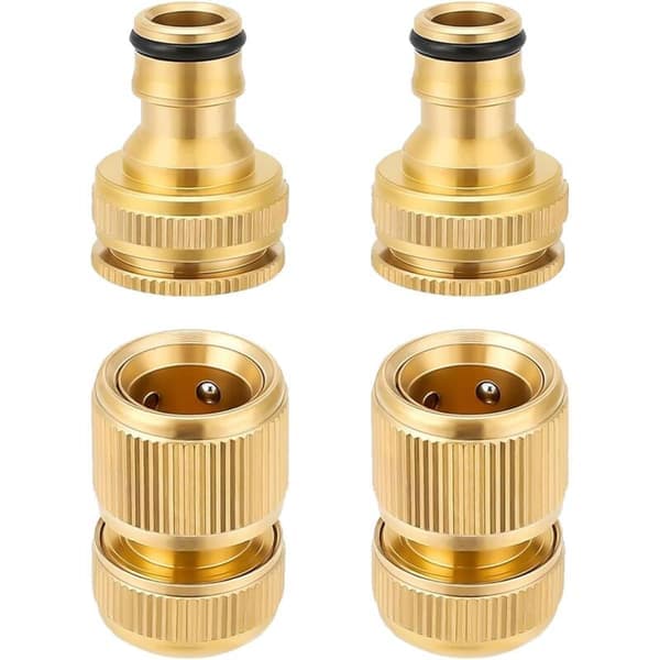 4-delt messing sprinklerhane, 2 i 1 haneadapter, rørforbindelser med hurtig 1/2\" og 3/4\" rustbeskyttelse havehane tilbehør have