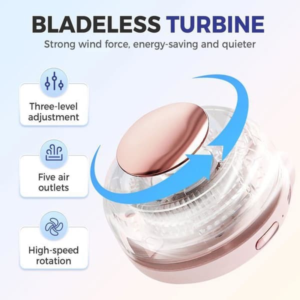 Mini bærbar ventilator - HANDEIU - USB genopladelig - 3 hastigheder - 360° drejelig klips - Grøn
