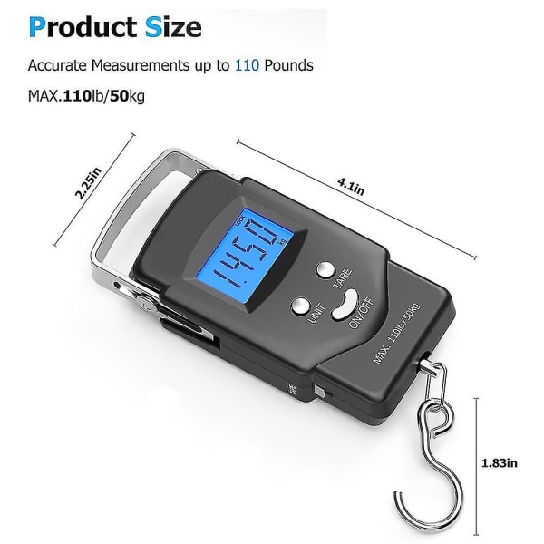 Fishing Scale Electronic Hanging Hook Scale,digital Electronic Balance Backlit Lcd Display 50 Killogram /