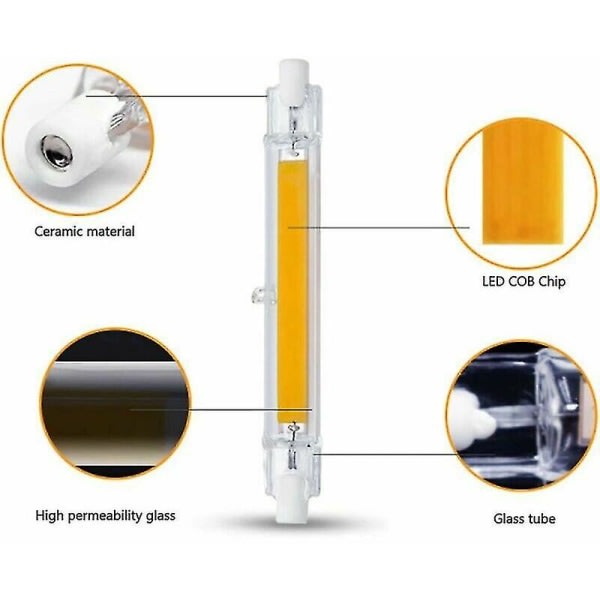 R7S LED-lampe 118mm 20W Dimbar, varmhvit 3000K 3000lm, lineær erstatning J118 300W Halogenlampe (FMY)
