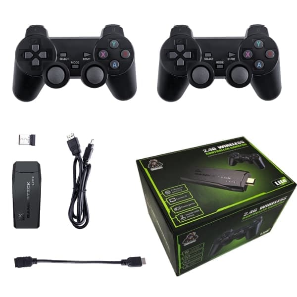 Videospilkonsol 64G indbygget 10.000 spil Retro håndholdt spilkonsol trådløs controller Game Stick til PS1/GBA julegave til børn CDQ