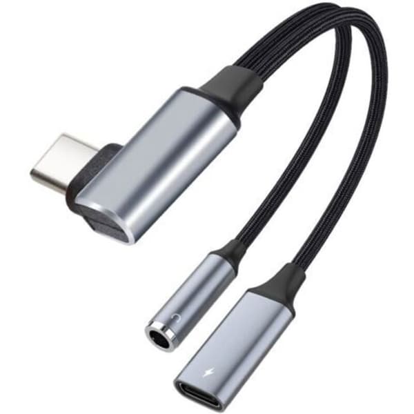 USB-C lyd- og opladningsadapter - LUSKYKA® - 2-i-1 USB-C til 3,5 mm jack-adapter