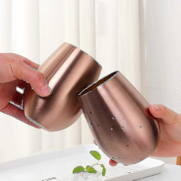2 stk. Vinglas i rustfrit stål uden stilk til rejser Rose gold