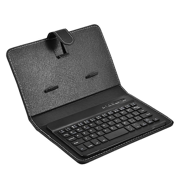 Bluetooth Mini Trådlöst Tangentbord med PU Läderfodral för Smartphone Tablet 4.5 Tum - 6.8 Tum Rec