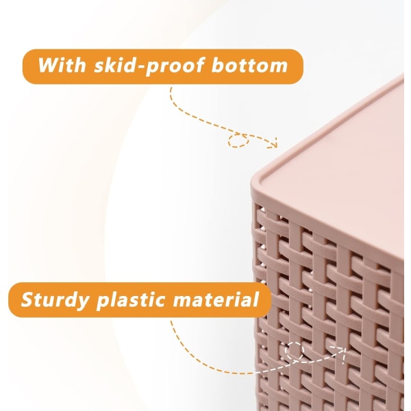 Top opbevaringskurv, kosmetikboksarrangør, plastikopbevaringsboks skrivebord 5 gitter undergitter opbevaringskasse multifunktionsopbevaring til skrivebordskontor-Pink