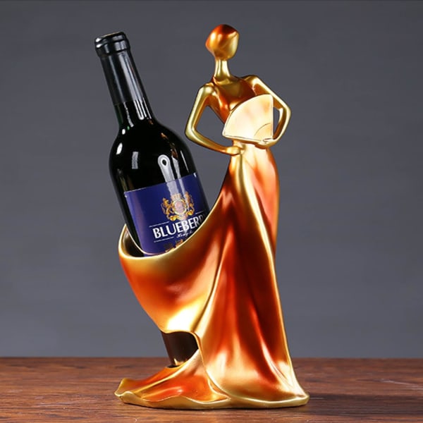 Vinstativ, vinholder for én flaske, vinstativ i moderne stil, benkeplate og bordplate Ornamenter til spisebord, oppbevaringsstativ (rød)