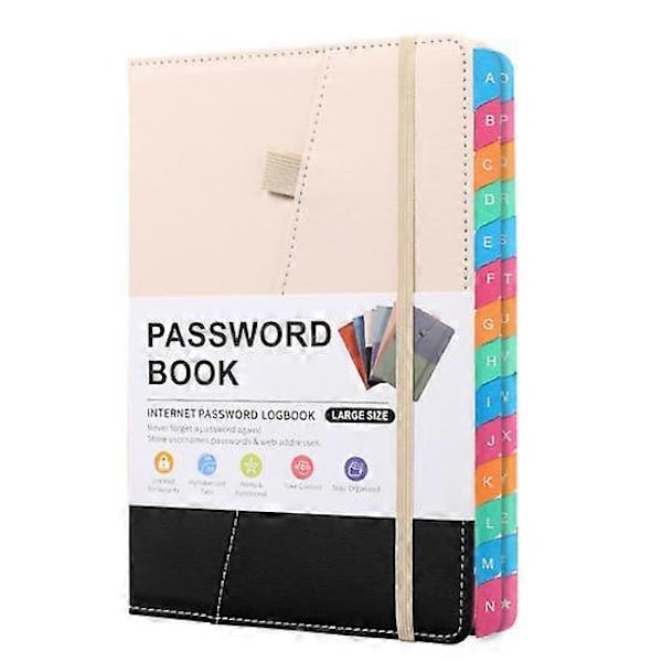 Alfabetiske faner Hardcover Password Keeper Bog til internetadgangskoder Webstedsadresser Notesbog black white