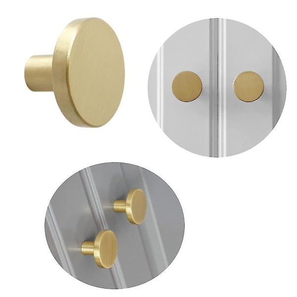 6 stk. Guld Knapper til Møbler - Runde Guld Knapper til Møbler - Børstet Messing Knapper til Møbler