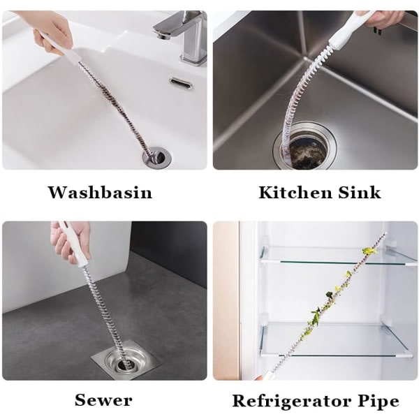 Vaskebørste for rengjøring av avløp Fleksibel avløpshårfangerbørste for tilstopping av vaskeservanter (2 stk)