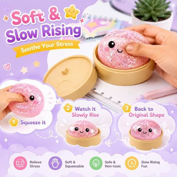 8-delt Squishy Box, Realistiske Squishy Stressaflastere, Langsom Stigning, Bløde og Søde, Ideelle som Gaver eller Souvenirs