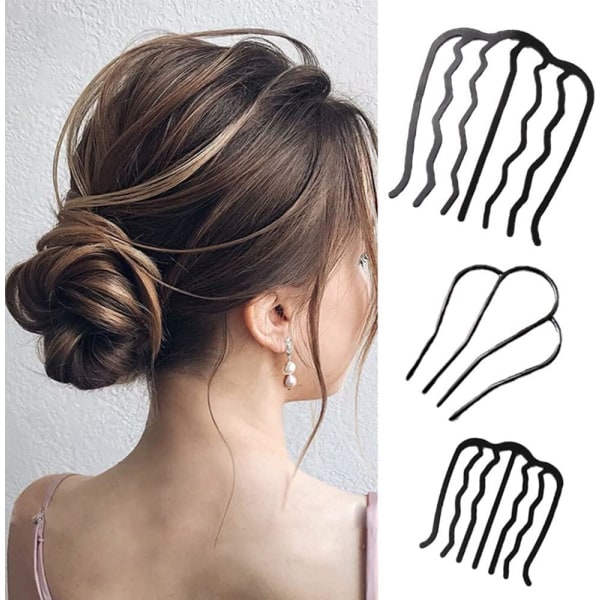 Hårklämma Hårnål Bun Chignon Pin Hårgaffel Franska Hårnålar 4 Klor Hårpinne Bun Hårhållare Tillbehör för Kvinnor och Flickor