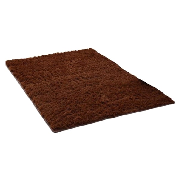 Myk, ensfarget plysjteppe, vaskbart, tykt, fluffy gulvteppe for stue og soverom Coffee