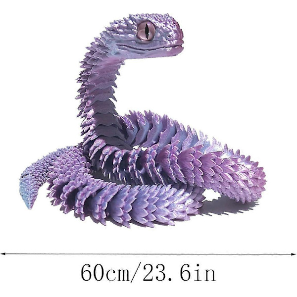 3D-printad orm flexibel ledad orm leksaksfigurer 60 cm Blue
