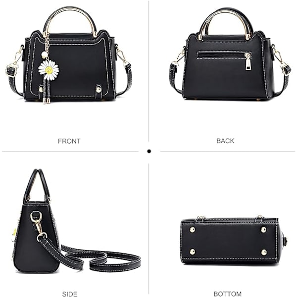 Pieni crossbody-laukku naisille, yläkahvalaukku, söpö olkalaukku, PU-nahkalaukku, tyttöjen laukku, naisten laukku, käsilaukku kukkariipuksella (vaaleanpunainen)