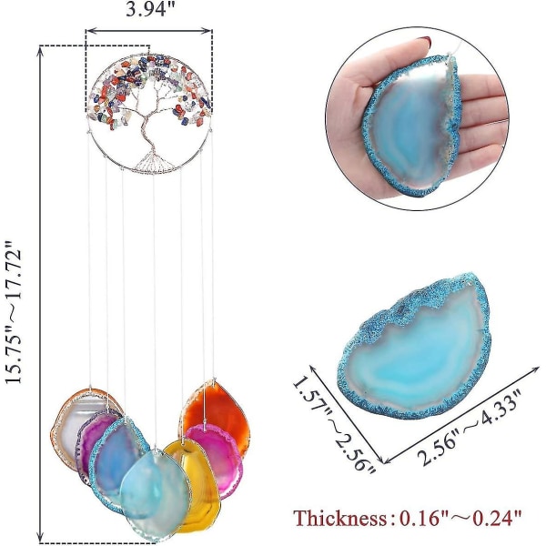 7 Chakra Luonnon Agaattiviipaleet Elämänpuu Kristalli Tuulikello Ripustettavat Tuulikellot Puutarhaan Ulko- Ja Sisätilojen Koristeluun Hy