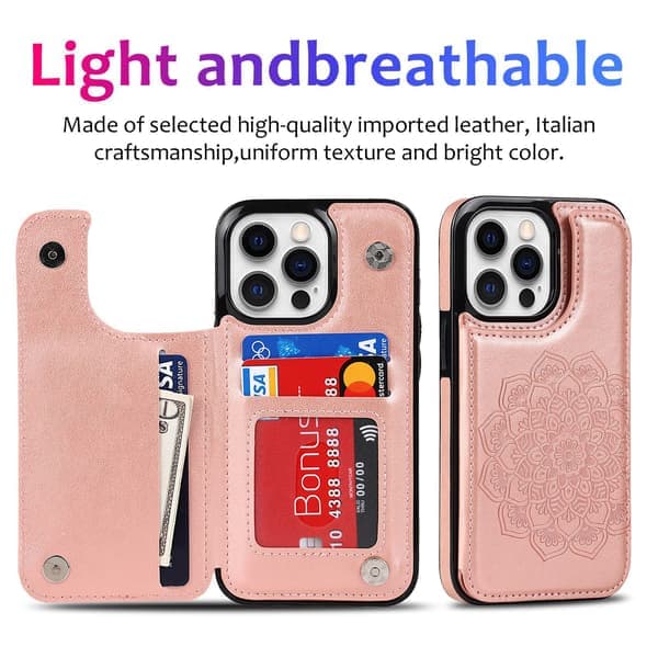 Til iPhone 17 etui med kortholder, blomstermagnetknapper beskyttende pung etui til kvinder til iPhone 17 pink iPhone 17 Pro Max