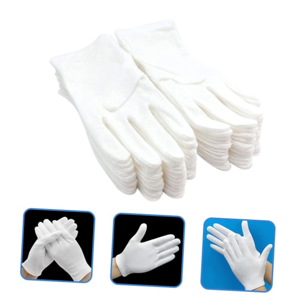 36 Par Hansker Hvit Polyester Bomull