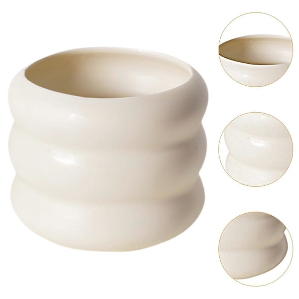 Keramisk Blomkruka Växtkruka med Dräneringshål Inomhusdekor 10x8cm Beige 10x8cm