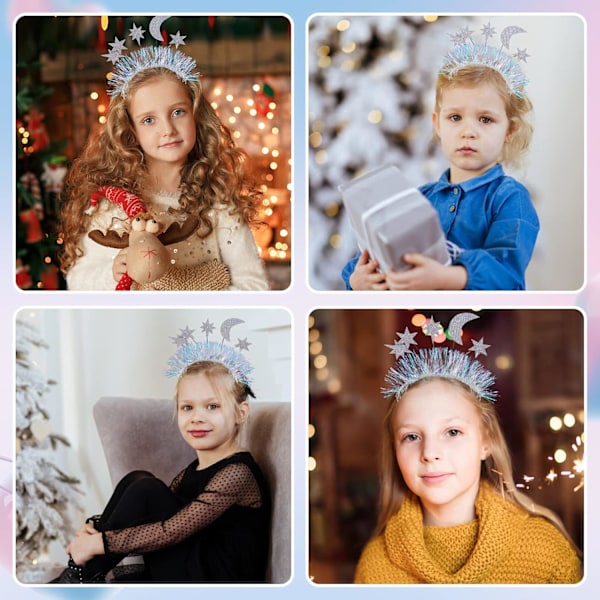 Juleglitter Hjerte Hodebånd Glitter Hjerte Hårbånd Hjerteform Dekor Hodebånd Rød Hjerte Glitter Stjerne Hodebånd Hode Bopper Hårtilbehør Silver