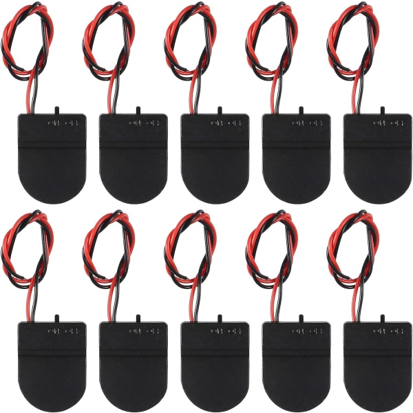 10st CR2032 batterihållare 1x 3V myntcellsbatterihållare Case med strömbrytare för strömkabel (svart)