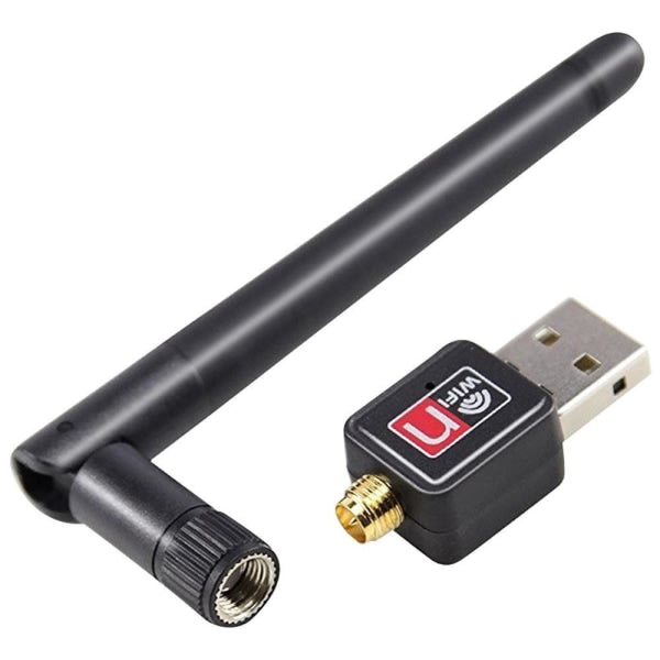 Trådløst USB nettverkskort - WiFi-adapter med antenne (300 Mbps) Svart