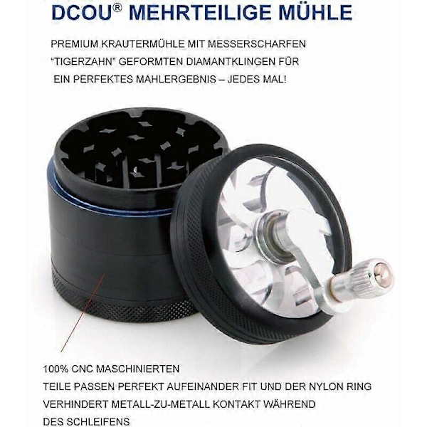 Premium Handvevad Kvarn Oerhört Slitstark Aluminium Metall Kryddkvarn, Diameter 40mm (Svart)