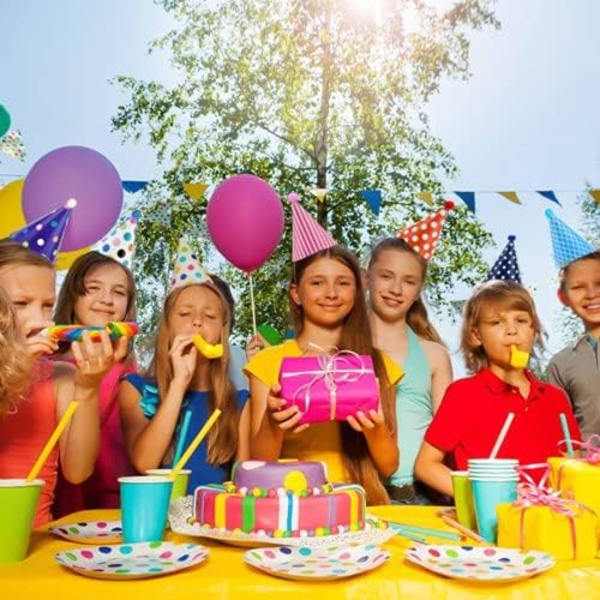 11 stk. fest hatte, fødselsdag kegle fest hatte med pomponer, papir fest hatte til børn, kage fødselsdagsfest kegle hatte til piger drenge voksne
