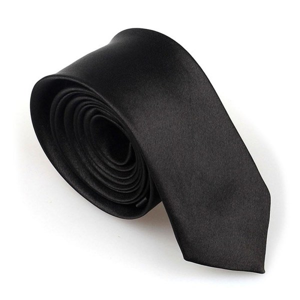 Ohut / ohut yksivärinen solmio - Eri värejä - Black