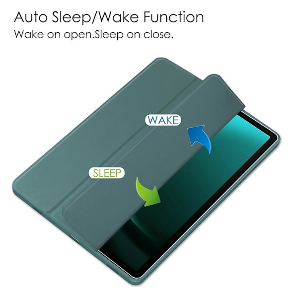 Transparent Fodral för Samsung Galaxy Tab S9 FE Plus, Pennfack Tablet Tri-fold Ställskydd Green