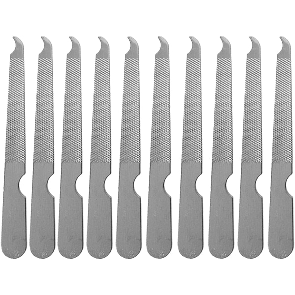 10-pack set rostfritt rostfritt stål dubbelsidig nagelfil trim manikyrverktyg för hand- och fotvård i nagelsalong silver