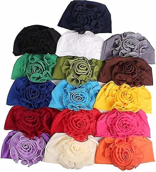 Dam mössa turban mössa kemo hatt i King Size med blommor och stretch