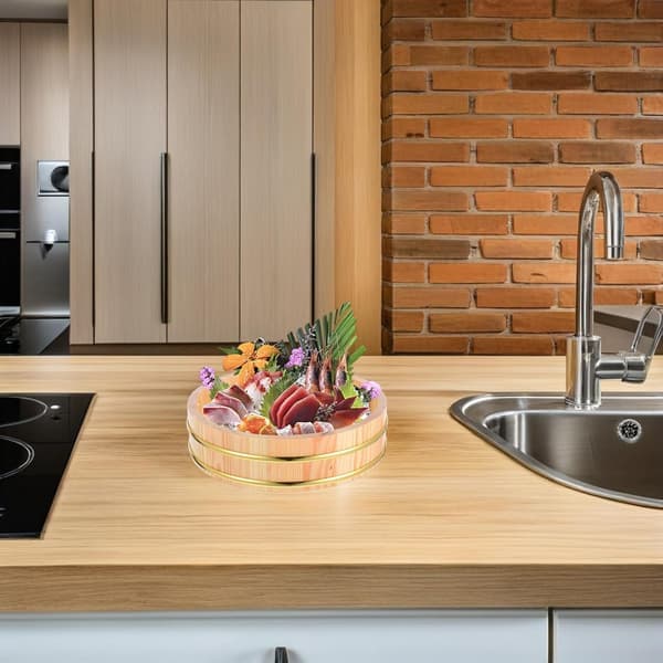 Traditionel træ sushi ris blandeskål Hangiri Oke 26cm stor kapacitet behagelig
