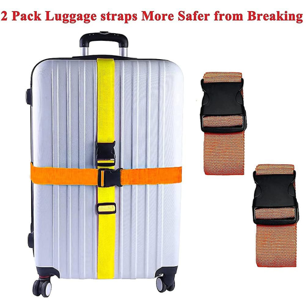 2 pakke koffertbelter. Justerbare bagasjestropper. Reisepakke i lyse farger