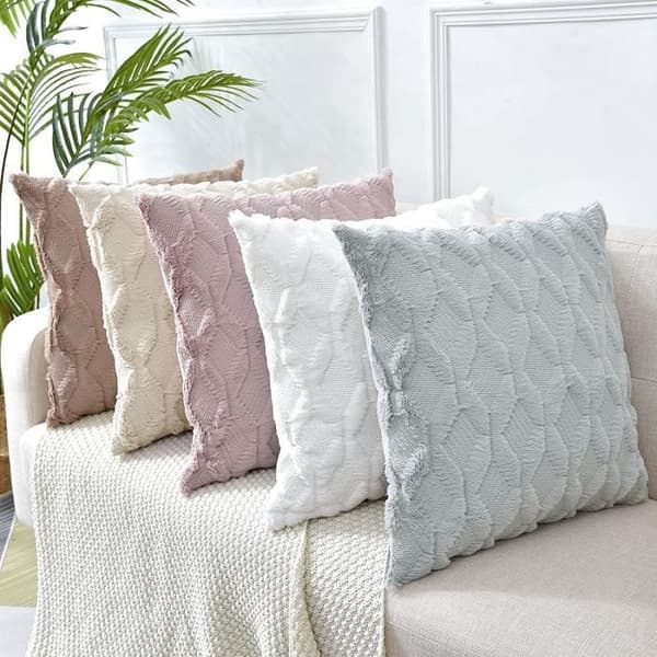 Sæt med 2 pudebetræk 45 x 45 cm Beige – dekorative, bløde og nemme at rengøre