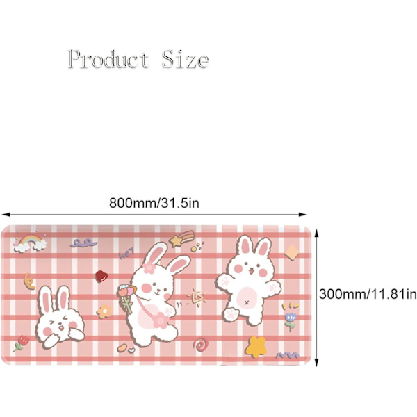 Musmatta för tonårsflickor Kawaii Cartoon Desk Keyboard Mat för bärbar dator Kontorsbord, Perfekt för flickor Kvinnor Skrivbordsdekor Tillbehör (Ljusrosa)