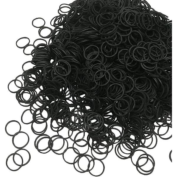 1000 st Mini Elastiska Hårband Svart Hållbara Mini Elastiska Hårband