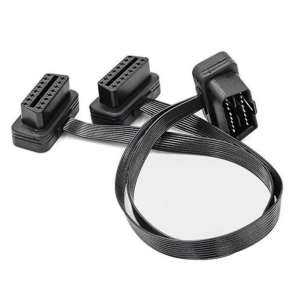 Forlænger Dobbelt Stik Y-Splitter Obd Obd2 16-polet Han til Hun Forbindelse Flad + Tynd