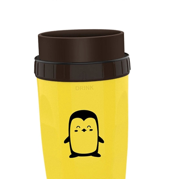 Bärbar Coverless Twist-mugg med isolerad kaffekopp i rostfritt stål penguin yellow
