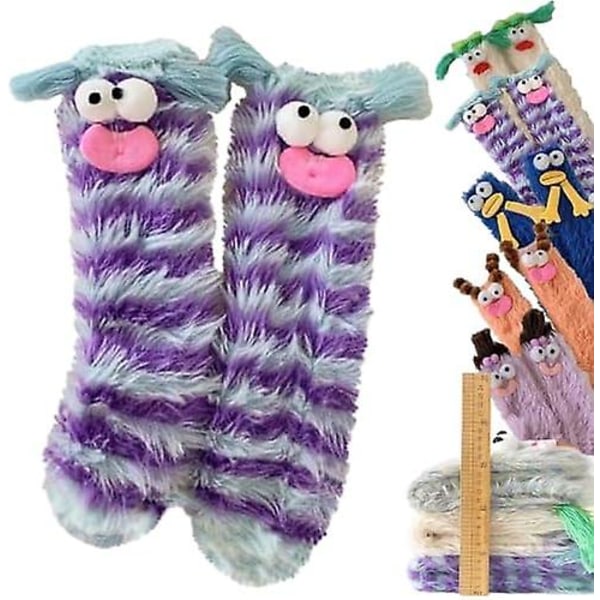 Warm, Comfortable And Fluffy Cartoon Monster Socks, Coral Velvet Three-dimensional Weird Socks, Funny Furry And Comfortable Socks In Winter