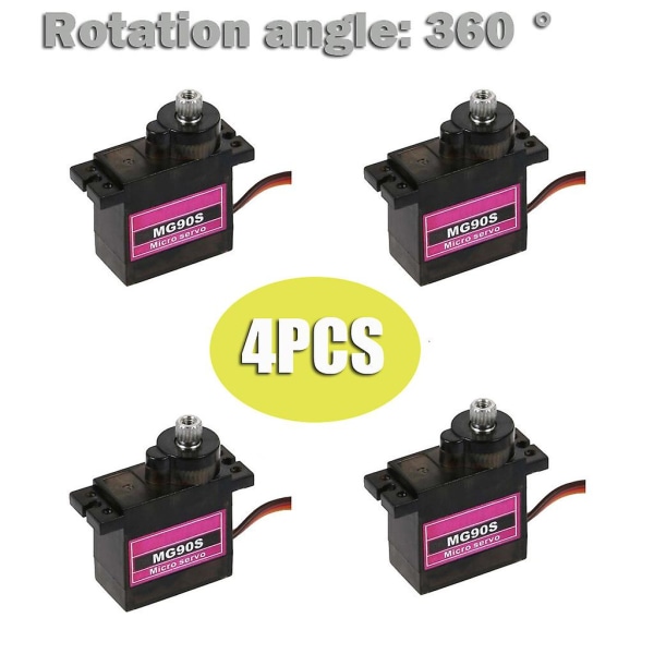 4pcs Mg90s Micro Metal Gear 9g Servo For Rc Plane Helicopter Car 360