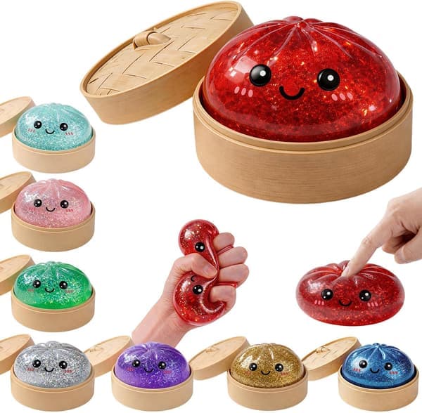 Mytery Box - Dumpling Squishies, Pehmeä Dumpling Stressilelu Aikuisille red