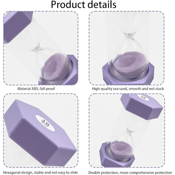 Timeglas Sand Timer, Sand Timer, Timeglas Børns Timeglas Timer Timeglas Sæt Farverigt Sandur Køkken Timer Purple 10 min