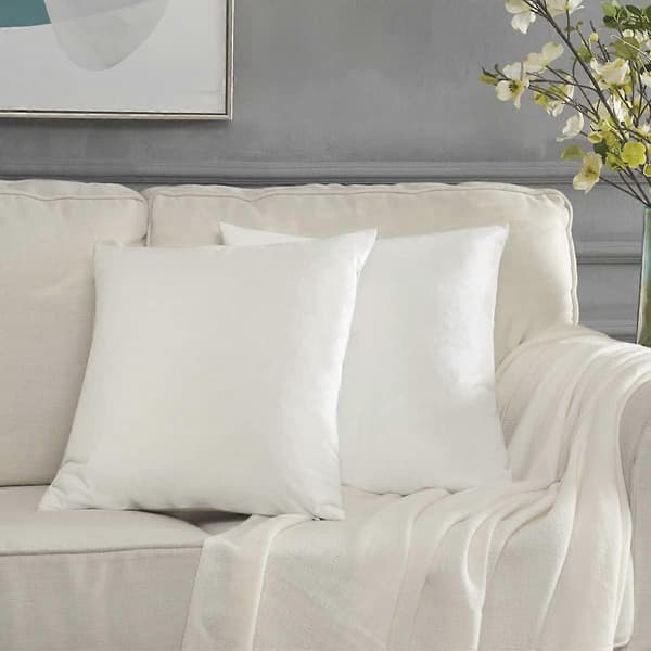 Sammet Kuddfodral 45 x 45 cm Dekorativa Prydnadskuddar för Soffa Sovrum Vardagsrum 2-pack White 18x18 Inches