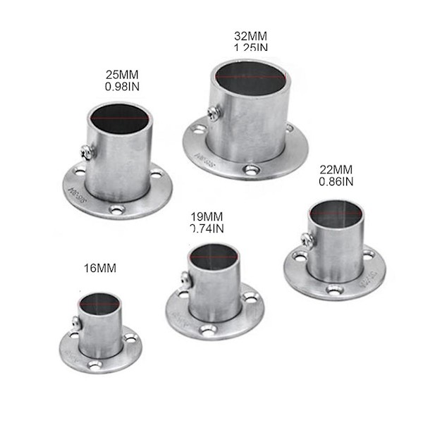 Stål Garderobestang Holder Sokkel Endestøtte For Garderobestang 25mm