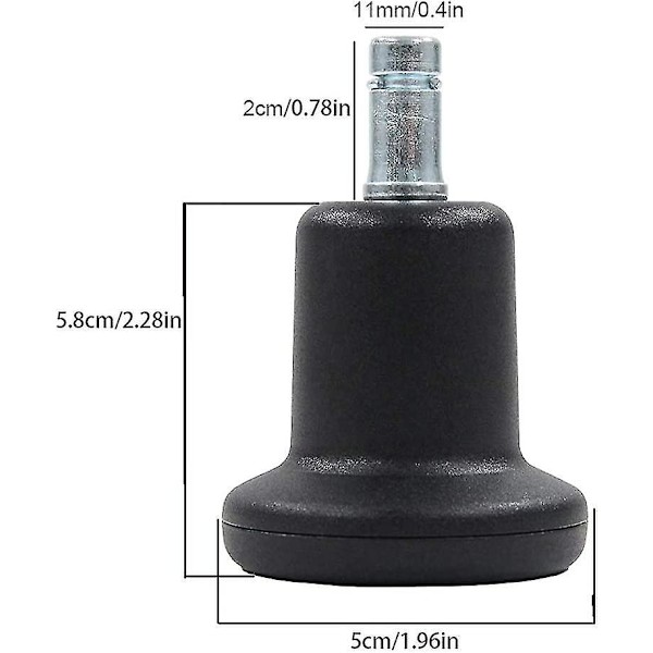 Kontorstol 2 tommers svingbare faste hjul Plast glidebane stolbein 5 stykker (yu-1)