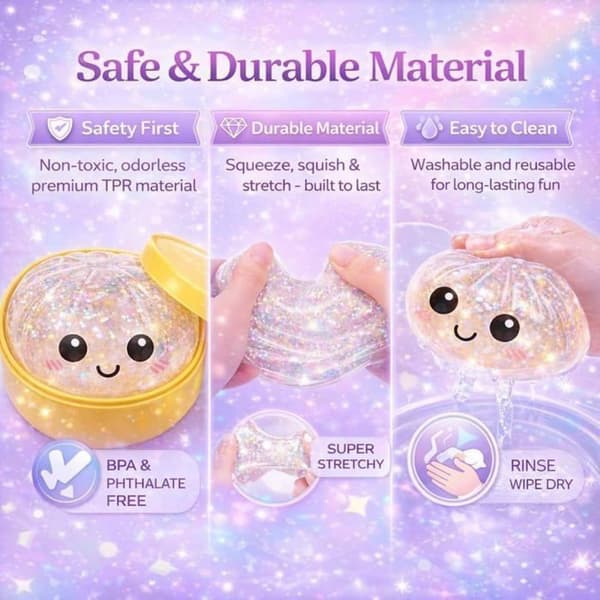12-pack glitter squishies med ånglåda - Dumplingformad stressboll - Klämbar sensorisk leksak för barn och vuxna
