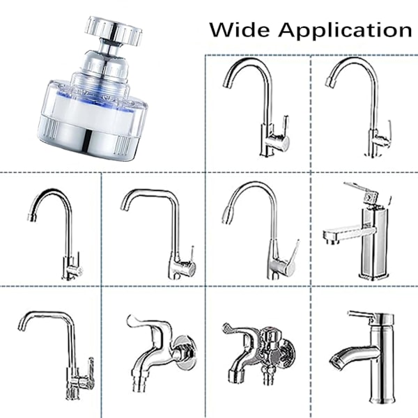 360° roterende vandhane filter badeværelse vandhane filter fjerne tungmetaller vandhane filter renser med 2 udskiftelige filterelementer